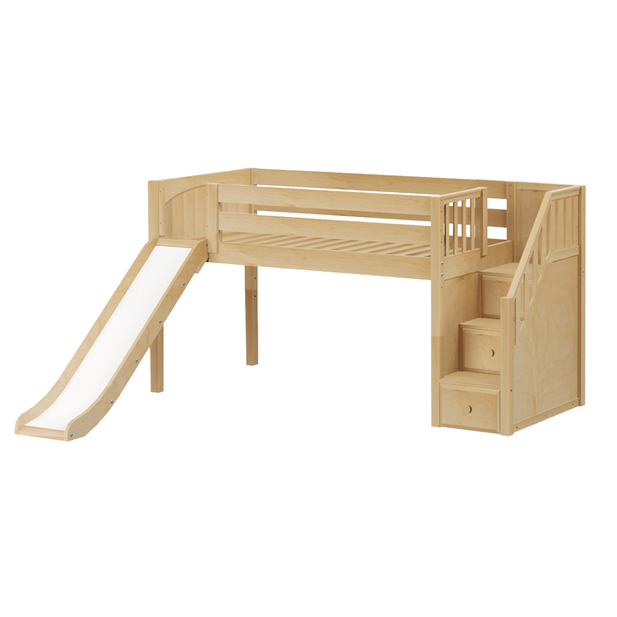 Maxtrix Low Loft w Front Slide (Ladder or Staircase) - fabric options - Kids Haven