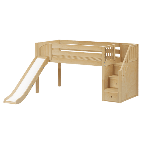 Maxtrix Low Loft w Front Slide (Ladder or Staircase) - fabric options - Kids Haven Maxtrix Low Loft w Front Slide (Ladder or Staircase) - fabric options - Kids Haven