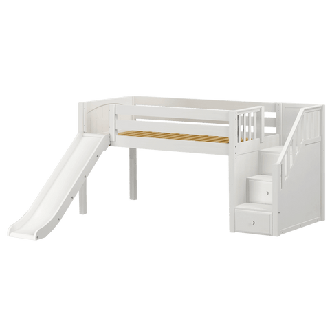 Maxtrix Low Loft w Front Slide (Ladder or Staircase) - fabric options - Kids Haven Maxtrix Low Loft w Front Slide (Ladder or Staircase) - fabric options - Kids Haven