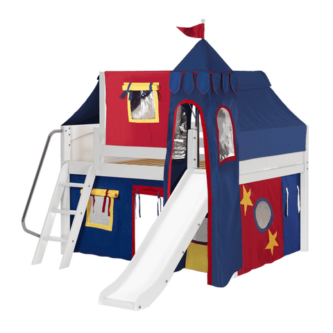 Maxtrix Low Loft w Front Slide (Ladder or Staircase) - fabric options - Kids Haven Maxtrix Low Loft w Front Slide (Ladder or Staircase) - fabric options - Kids Haven