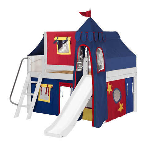 Maxtrix Low Loft w Front Slide (Ladder or Staircase) - fabric options - Kids Haven