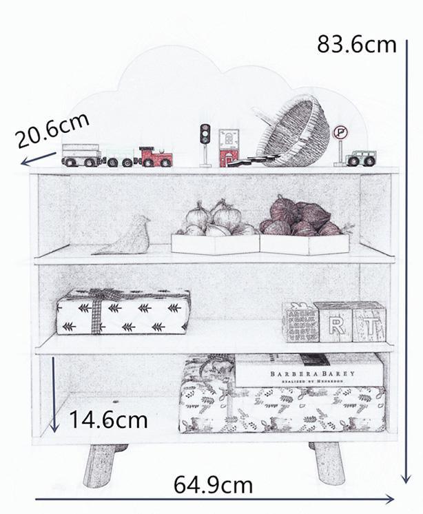 FIJN Cloud/Bear Low 3 Tier Rack - Kids Haven FIJN Cloud/Bear Low 3 Tier Rack - Kids Haven