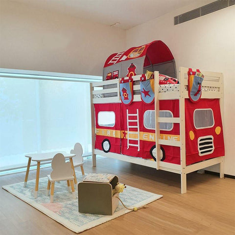 Snuggle Fire Engine Underbed Curtains - Kids Haven Snuggle Fire Engine Underbed Curtains - Kids Haven