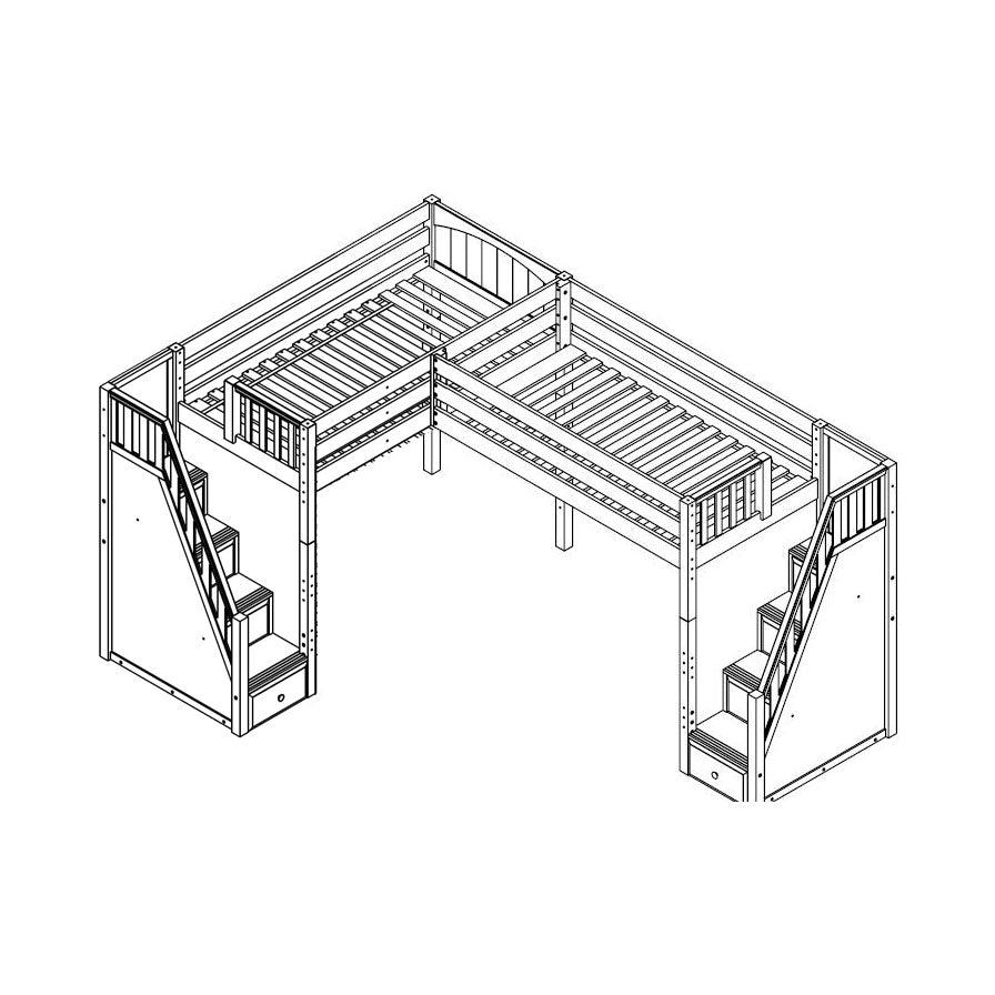 Maxtrix Corner High Loft Loft - with options - Kids Haven