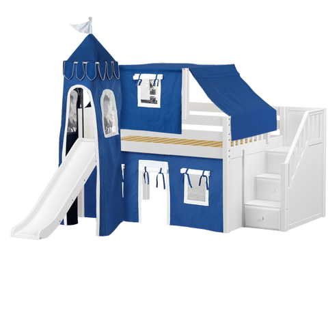 Maxtrix Low Loft w Front Slide (Ladder or Staircase) - fabric options - Kids Haven