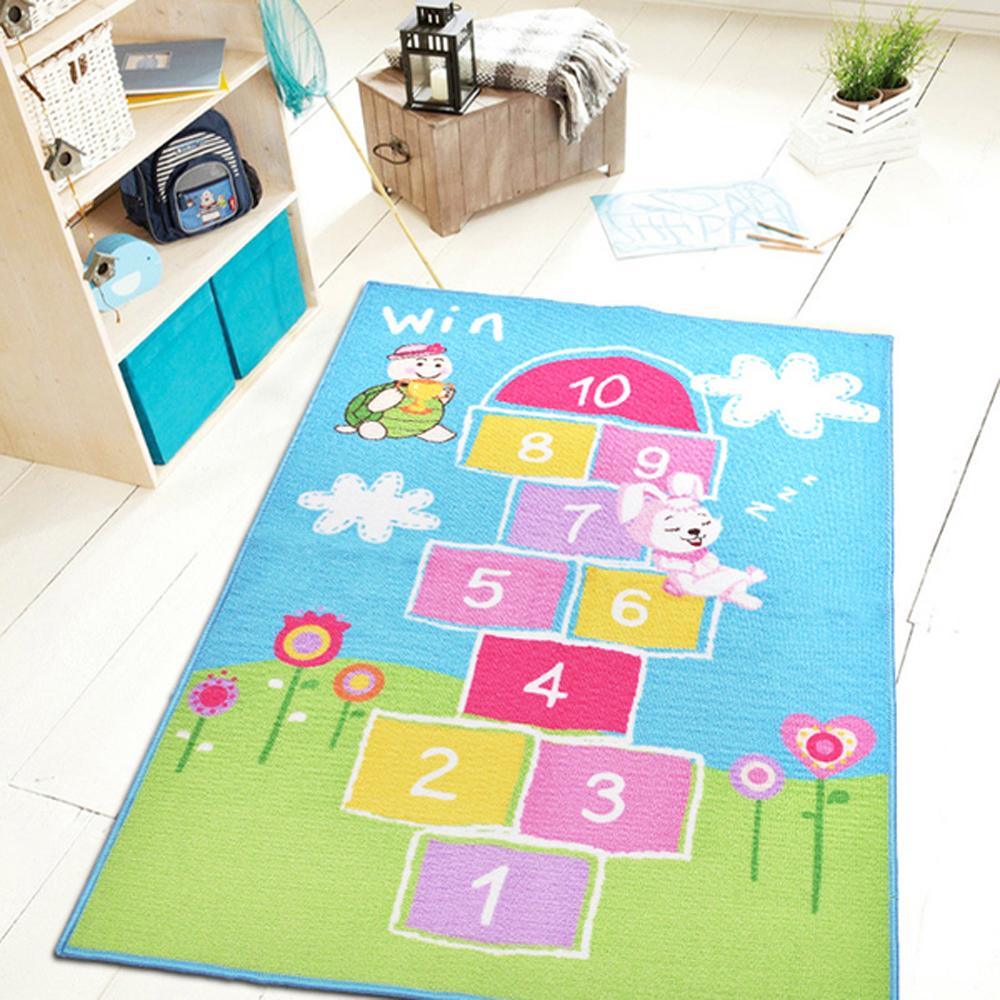 EFFEN Hare & the Tortoise Hopscotch Rug - Kids Haven EFFEN Hare & the Tortoise Hopscotch Rug - Kids Haven