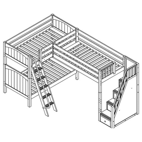 Maxtrix Corner High Loft Bunk - with options - Kids Haven