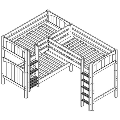 Maxtrix Corner High Loft Bunk - with options - Kids Haven Maxtrix Corner High Loft Bunk - with options - Kids Haven