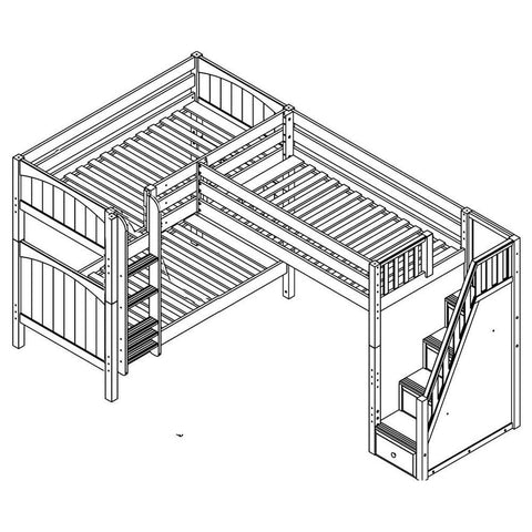 Maxtrix Corner High Loft Bunk - with options - Kids Haven Maxtrix Corner High Loft Bunk - with options - Kids Haven