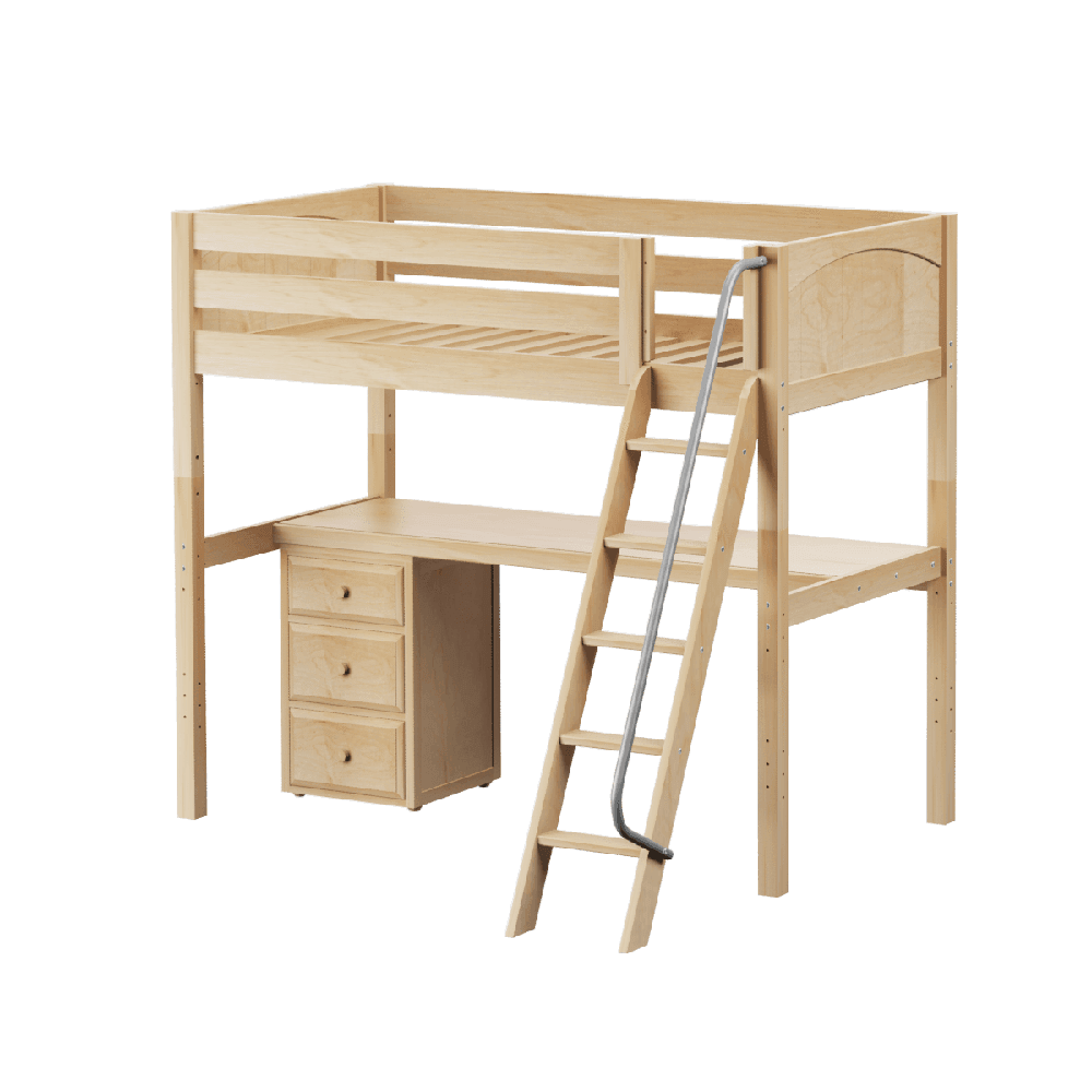 Maxtrix High Loft w Angled Ladder w Table w 1 Drawer Set