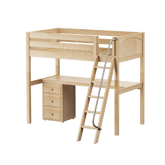 Maxtrix High Loft w Angled Ladder w Table w 1 Drawer Set