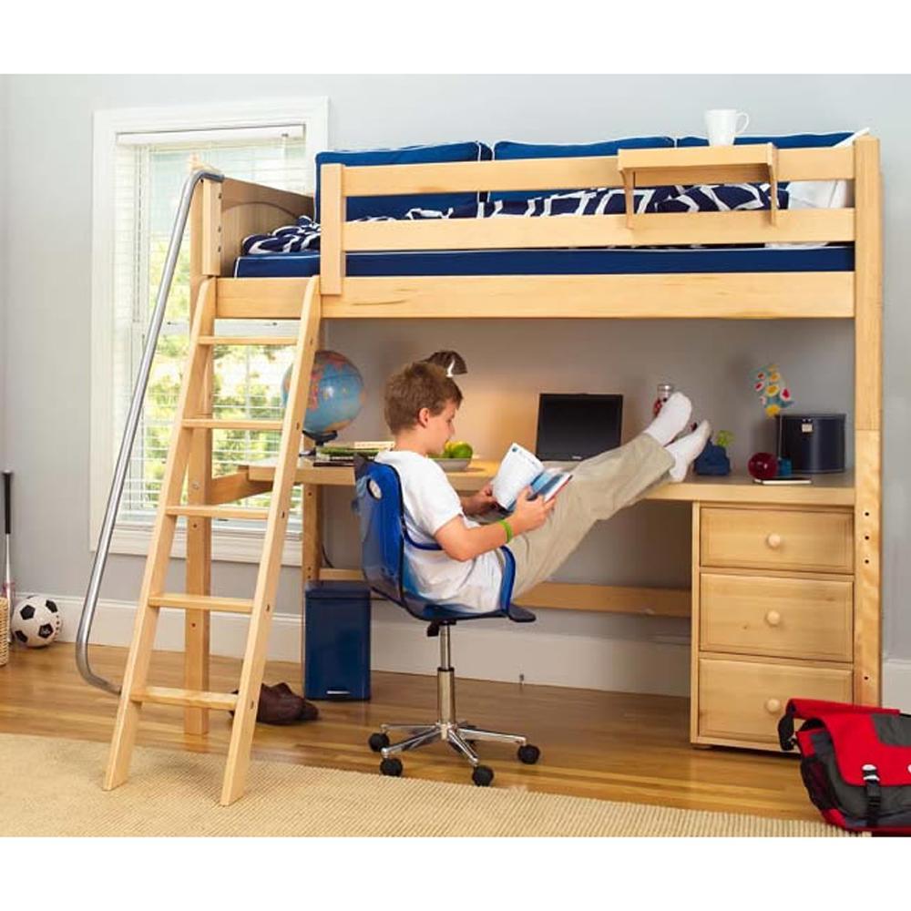 Maxtrix High Loft w Front Angled Ladder w Table w 1 Drawer - Kids Haven Maxtrix High Loft w Front Angled Ladder w Table w 1 Drawer - Kids Haven