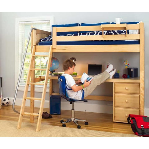 Maxtrix High Loft w Front Angled Ladder w Table w 1 Drawer - Kids Haven Maxtrix High Loft w Front Angled Ladder w Table w 1 Drawer - Kids Haven