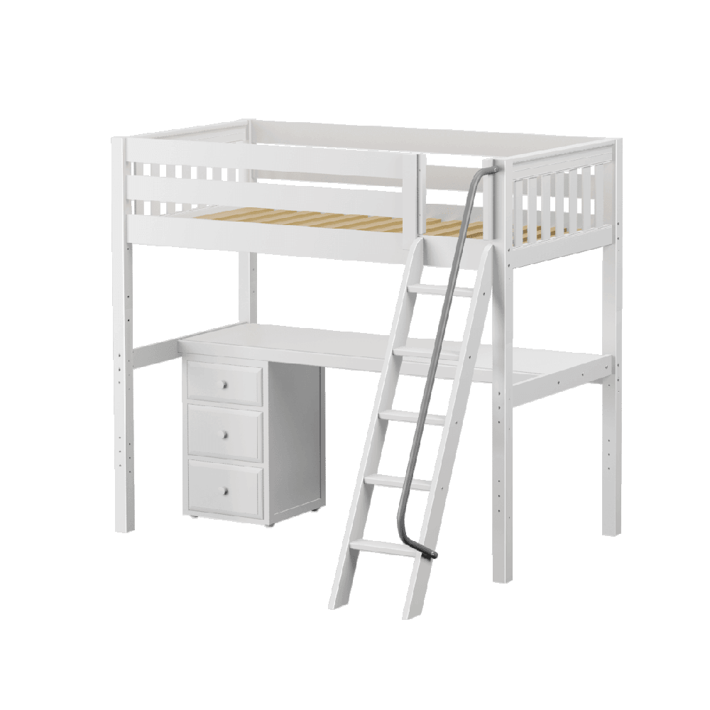 Maxtrix High Loft w Front Angled Ladder w Table w 1 Drawer - Kids Haven Maxtrix High Loft w Front Angled Ladder w Table w 1 Drawer - Kids Haven