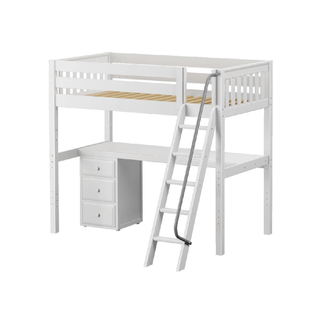 Maxtrix High Loft w Front Angled Ladder w Table w 1 Drawer - Kids Haven