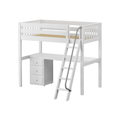 Maxtrix High Loft w Front Angled Ladder w Table w 1 Drawer - Kids Haven Maxtrix High Loft w Front Angled Ladder w Table w 1 Drawer - Kids Haven