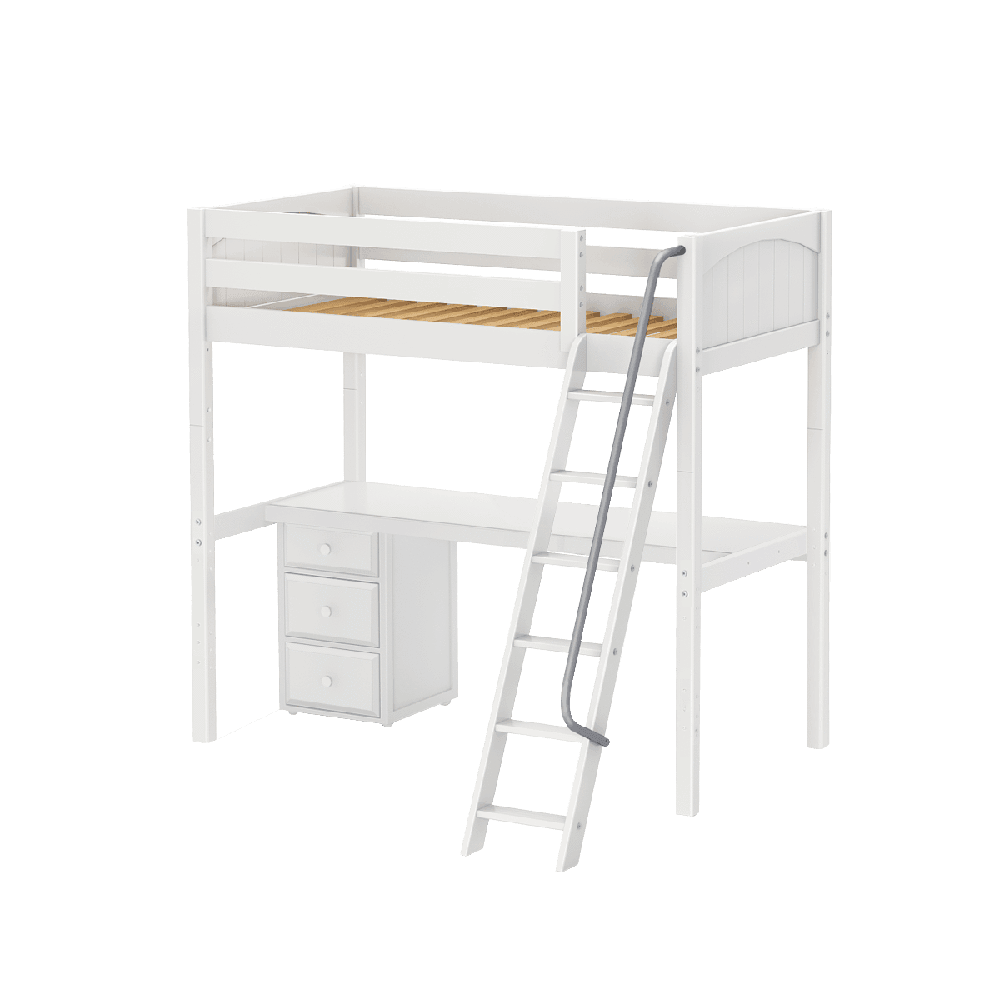 Maxtrix High Loft w Front Angled Ladder w Table w 1 Drawer - Kids Haven Maxtrix High Loft w Front Angled Ladder w Table w 1 Drawer - Kids Haven
