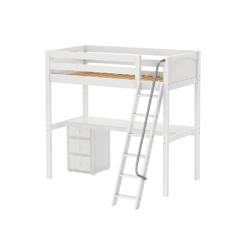 Maxtrix High Loft w Front Angled Ladder w Table w 1 Drawer - Kids Haven Maxtrix High Loft w Front Angled Ladder w Table w 1 Drawer - Kids Haven