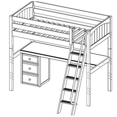 Maxtrix High Loft w Front Angled Ladder w Table w 1 Drawer - Kids Haven Maxtrix High Loft w Front Angled Ladder w Table w 1 Drawer - Kids Haven