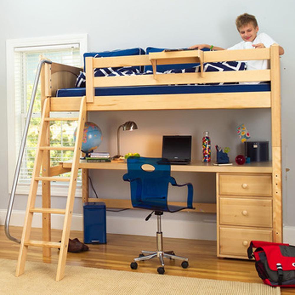 Maxtrix High Loft w Front Angled Ladder w Table w 1 Drawer - Kids Haven Maxtrix High Loft w Front Angled Ladder w Table w 1 Drawer - Kids Haven