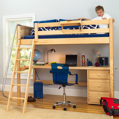 Maxtrix High Loft w Front Angled Ladder w Table w 1 Drawer - Kids Haven Maxtrix High Loft w Front Angled Ladder w Table w 1 Drawer - Kids Haven