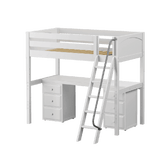 Maxtrix High Loft w Front Angled Ladder w Table w 2 Drawers - Kids Haven