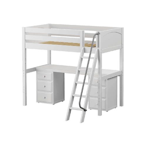 Maxtrix High Loft w Front Angled Ladder w Table w 2 Drawers - Kids Haven Maxtrix High Loft w Front Angled Ladder w Table w 2 Drawers - Kids Haven