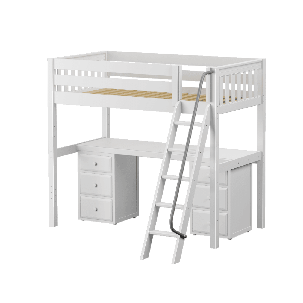 Maxtrix Ultra High Loft w Front Angled Ladder w Table w 2 Drawers - Kids Haven Maxtrix Ultra High Loft w Front Angled Ladder w Table w 2 Drawers - Kids Haven