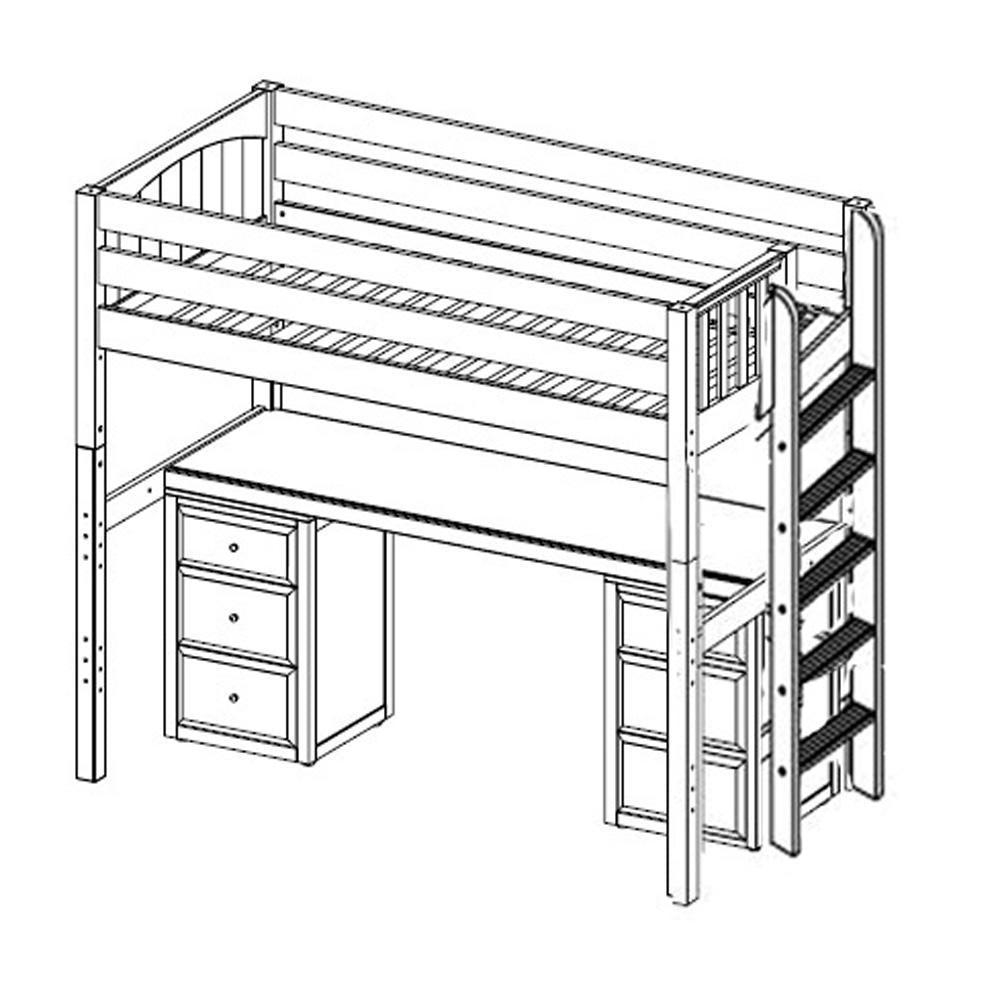 Maxtrix High Loft w Side Straight Ladder w Table w 2 Drawers - Kids Haven