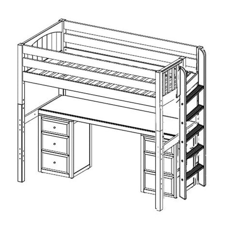 Maxtrix High Loft w Side Straight Ladder w Table w 2 Drawers - Kids Haven Maxtrix High Loft w Side Straight Ladder w Table w 2 Drawers - Kids Haven