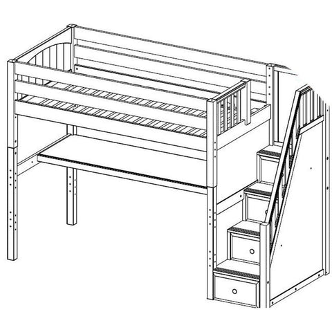 Maxtrix High Loft w Staircase w Table - Kids Haven Maxtrix High Loft w Staircase w Table - Kids Haven