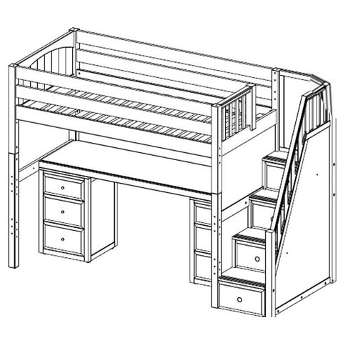 Maxtrix High Loft w Staircase w Table w 2 Drawers - Kids Haven Maxtrix High Loft w Staircase w Table w 2 Drawers - Kids Haven