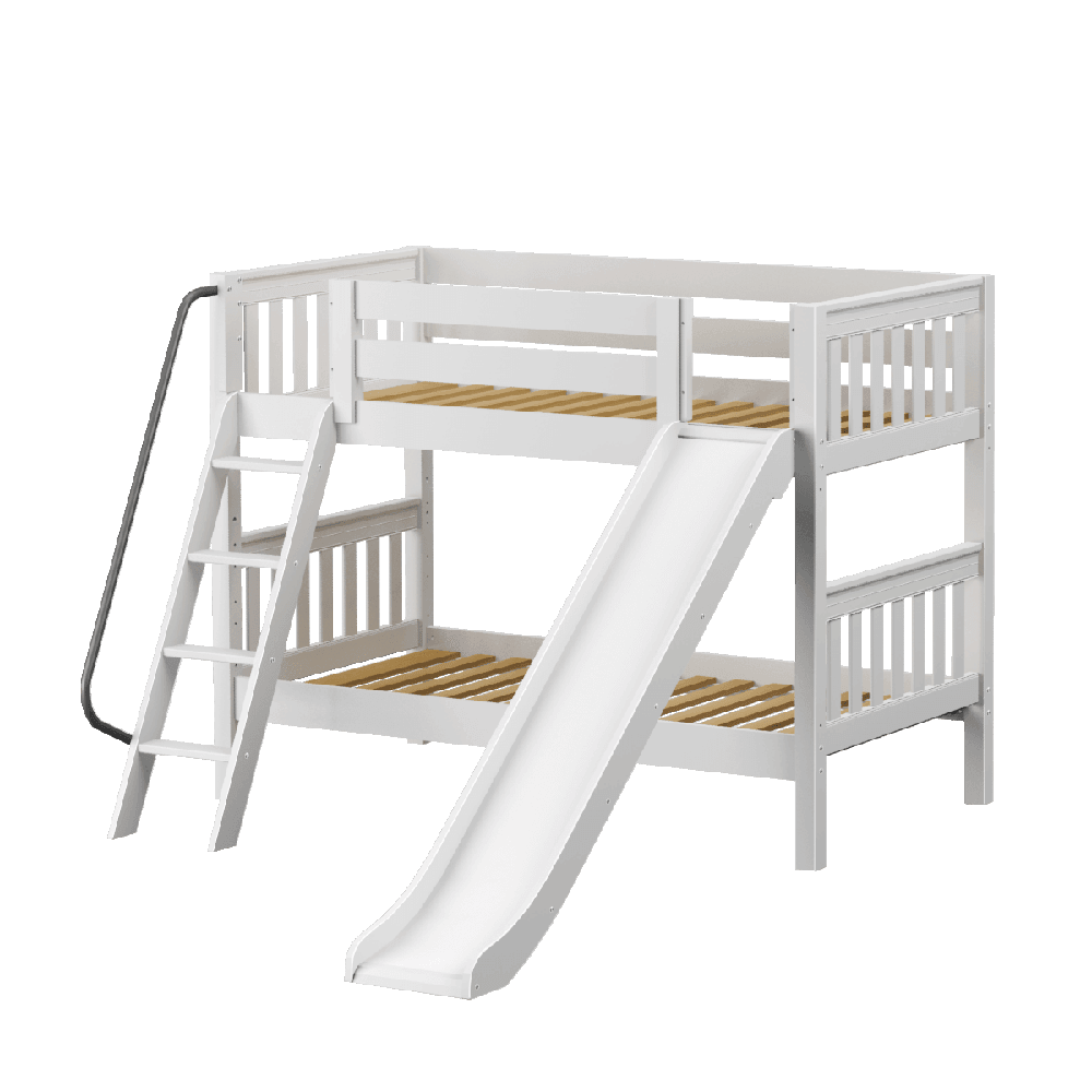 Maxtrix Low Bunk w Front Slide (Ladder or Staircase) - Kids Haven Maxtrix Low Bunk w Front Slide (Ladder or Staircase) - Kids Haven