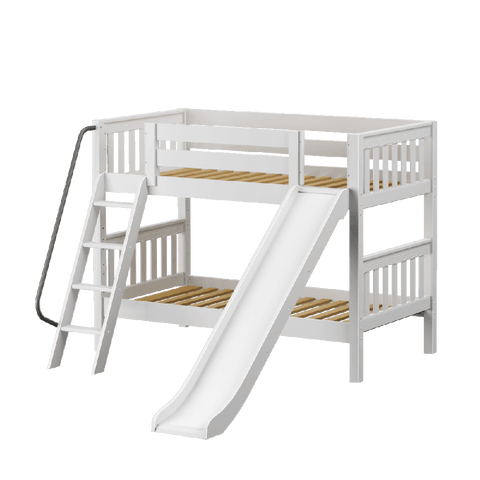 Maxtrix Low Bunk w Front Slide (Ladder or Staircase) - Kids Haven Maxtrix Low Bunk w Front Slide (Ladder or Staircase) - Kids Haven