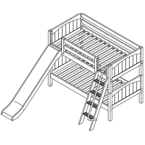 Maxtrix Low Bunk w Front Slide (Ladder or Staircase) - Kids Haven Maxtrix Low Bunk w Front Slide (Ladder or Staircase) - Kids Haven