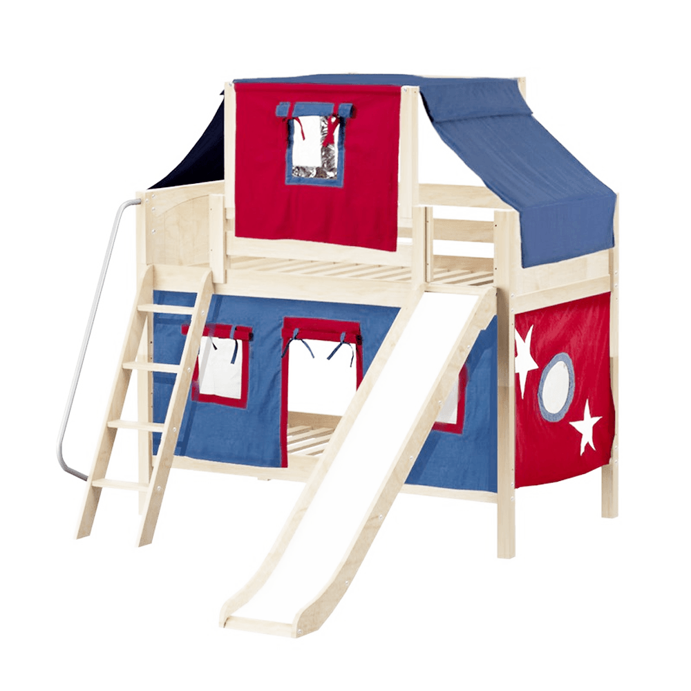 Maxtrix Low Bunk w Front Slide (Ladder or Staircase) - Kids Haven Maxtrix Low Bunk w Front Slide (Ladder or Staircase) - Kids Haven
