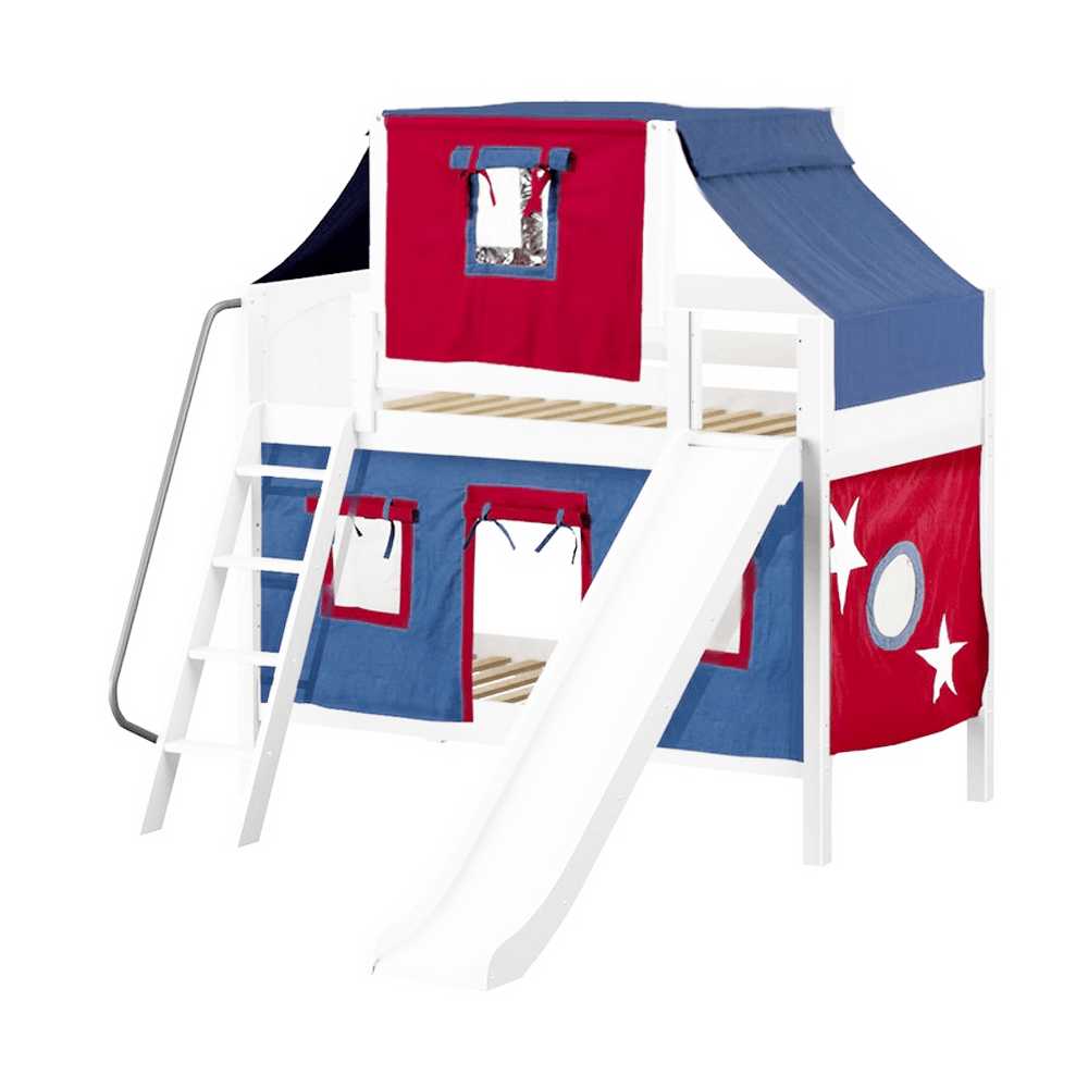 Maxtrix Low Bunk w Front Slide (Ladder or Staircase) - Kids Haven Maxtrix Low Bunk w Front Slide (Ladder or Staircase) - Kids Haven