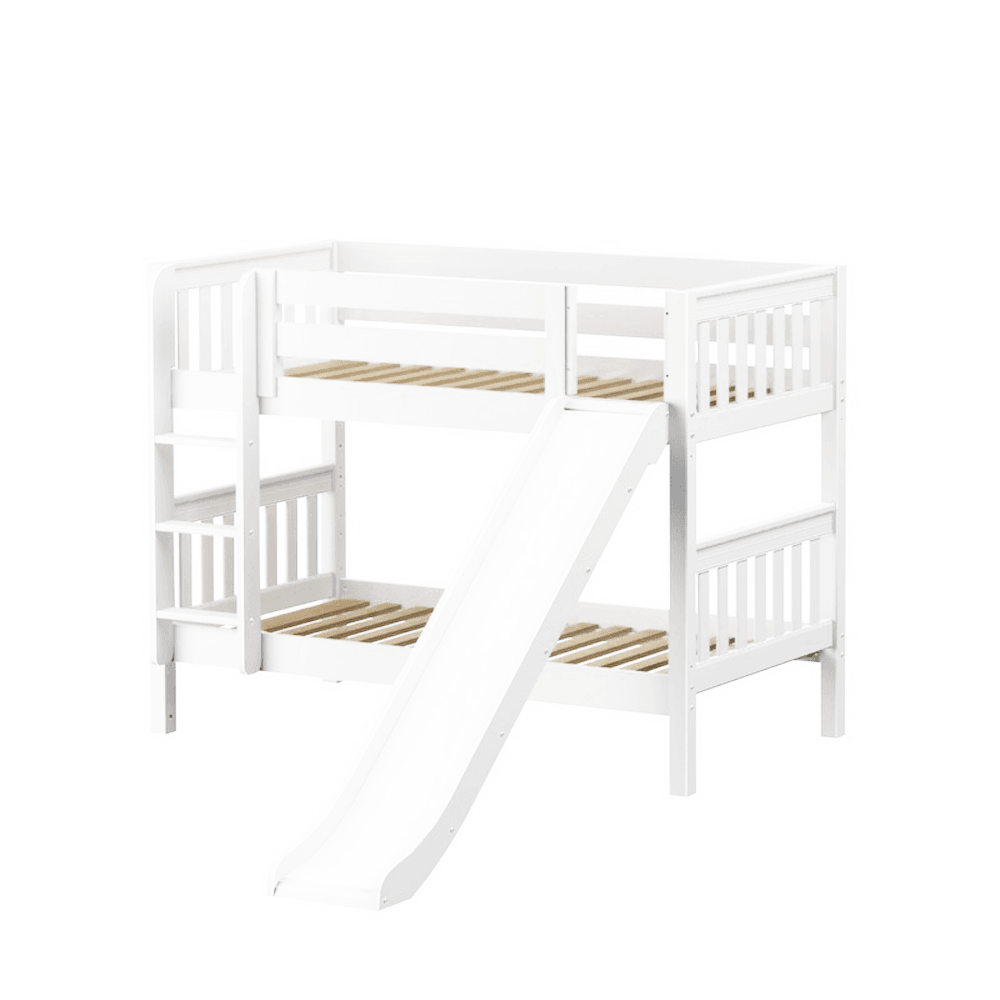Maxtrix Low Bunk w Front Slide (Ladder or Staircase) - Kids Haven Maxtrix Low Bunk w Front Slide (Ladder or Staircase) - Kids Haven