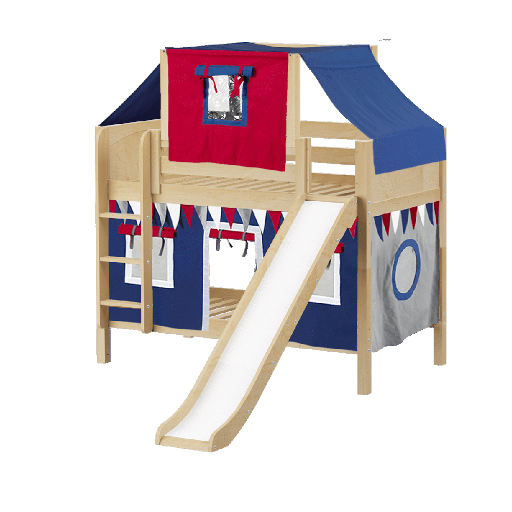 Maxtrix Low Bunk w Front Slide (Ladder or Staircase) - Kids Haven Maxtrix Low Bunk w Front Slide (Ladder or Staircase) - Kids Haven