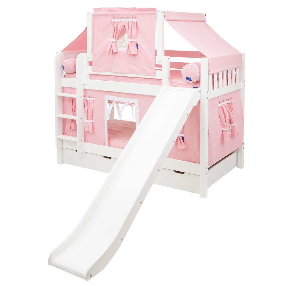 Maxtrix Low Bunk w Front Slide (Ladder or Staircase) - Kids Haven Maxtrix Low Bunk w Front Slide (Ladder or Staircase) - Kids Haven