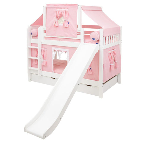 Maxtrix Low Bunk w Front Slide (Ladder or Staircase) - Kids Haven Maxtrix Low Bunk w Front Slide (Ladder or Staircase) - Kids Haven
