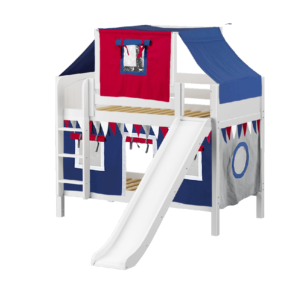 Maxtrix Low Bunk w Front Slide (Ladder or Staircase) - Kids Haven Maxtrix Low Bunk w Front Slide (Ladder or Staircase) - Kids Haven