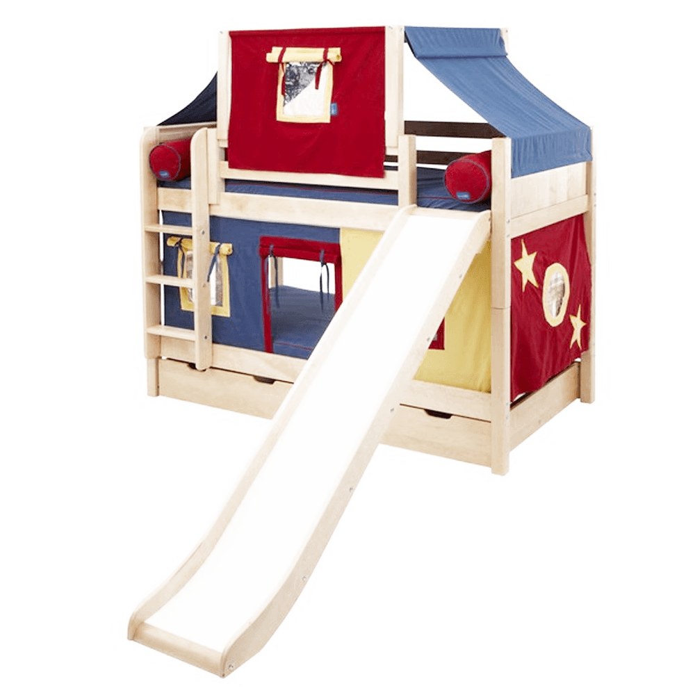 Maxtrix Low Bunk w Front Slide (Ladder or Staircase) - Kids Haven Maxtrix Low Bunk w Front Slide (Ladder or Staircase) - Kids Haven