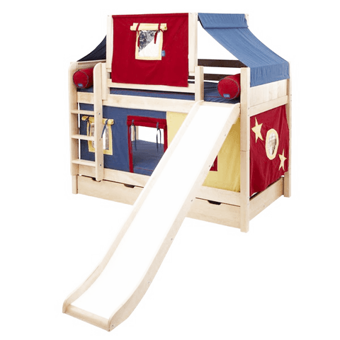 Maxtrix Low Bunk w Front Slide (Ladder or Staircase) - Kids Haven Maxtrix Low Bunk w Front Slide (Ladder or Staircase) - Kids Haven