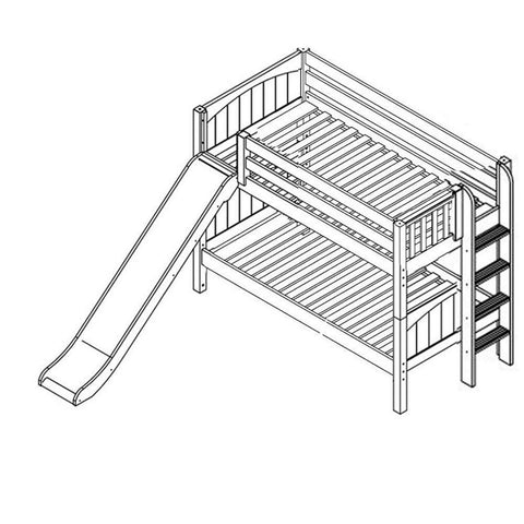Maxtrix Low Bunk w Front Slide (Ladder or Staircase) - Kids Haven Maxtrix Low Bunk w Front Slide (Ladder or Staircase) - Kids Haven