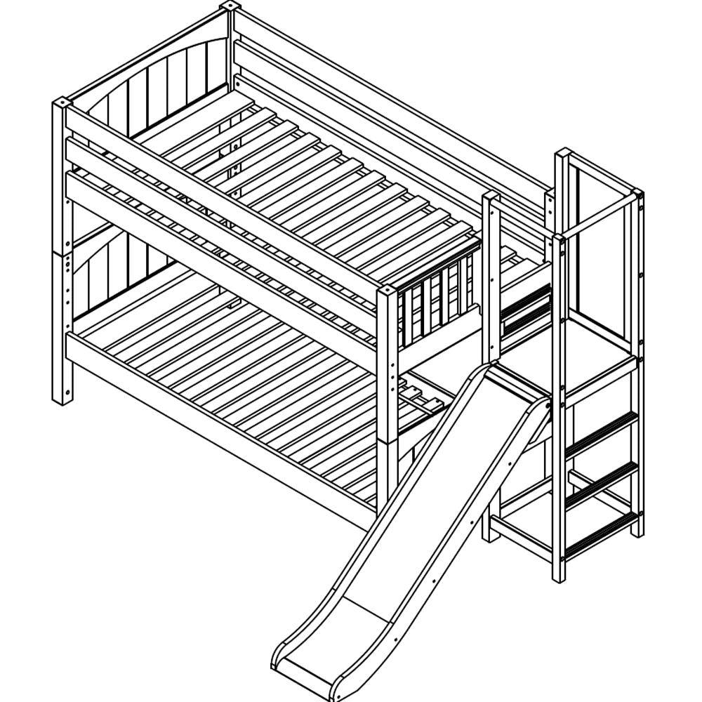 Maxtrix Low Bunk w Slide Platform (Choose front or side) - Kids Haven