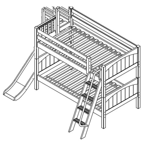Maxtrix Low Bunk w Slide Platform (Choose front or side) - Kids Haven Maxtrix Low Bunk w Slide Platform (Choose front or side) - Kids Haven