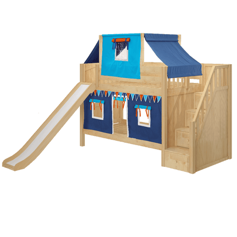 Maxtrix Low Bunk w Front Slide (Ladder or Staircase) - Kids Haven Maxtrix Low Bunk w Front Slide (Ladder or Staircase) - Kids Haven