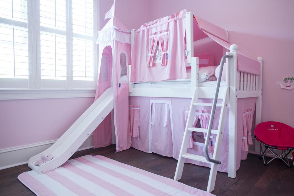 Maxtrix Low Loft w Front Slide (Ladder or Staircase) - fabric options - Kids Haven Maxtrix Low Loft w Front Slide (Ladder or Staircase) - fabric options - Kids Haven