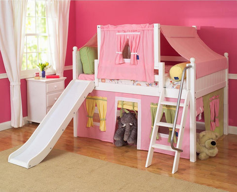 Maxtrix Low Loft w Front Slide (Ladder or Staircase) - fabric options - Kids Haven Maxtrix Low Loft w Front Slide (Ladder or Staircase) - fabric options - Kids Haven